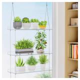 Lifewit 3-Tier Window Plant Shelves 15 inch, Acrylic Adjustable Hanging Floating Shelf, Window Sill Extender for Indoor Succulent Plants, Micro Greens, Seed Starter Pots, Herb Planters