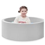 SHJADE Foam Ball Pit, 35.4"x 11.8" Ball Pits for Toddlers, Soft Round Kiddie Baby Playpen Ball Pool for Kids, Ideal Gift for Babies Indoor and Outdoor Game, Grey, (Balls not Included)