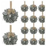 Zeyune 12 Pcs Christmas Kitchen Cabinet Wreaths with Burlap Bow Ribbon Mini Christmas Wreath Hanging Cabinet Doors Wreaths Decorative for Kitchen Window Door Home Decor