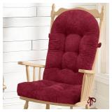 ROFIEJOX Rocking Chair Cushion - Chenille Fabric, High-Density Sponge, Durable Comfort Double-Sided Tufted Seat Pads with Ties, Chenilleï¸±Deep Red, 44x19x4 inch