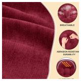 ROFIEJOX Rocking Chair Cushion - Chenille Fabric, High-Density Sponge, Durable Comfort Double-Sided Tufted Seat Pads with Ties, Chenilleï¸±Deep Red, 44x19x4 inch