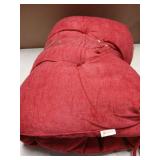 ROFIEJOX Rocking Chair Cushion - Chenille Fabric, High-Density Sponge, Durable Comfort Double-Sided Tufted Seat Pads with Ties, Chenilleï¸±Deep Red, 44x19x4 inch