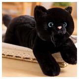 Microwavable Weighted Stuffed Animals Cat, Heating Pad Plushies Black Cat, Heated Plush Toy with Himalayan Salt for Warmth & Comfort, Cute Soft Kitten Doll Gift for Boys, Girls, Women, 1.5 LBs