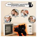 Microwavable Weighted Stuffed Animals Cat, Heating Pad Plushies Black Cat, Heated Plush Toy with Himalayan Salt for Warmth & Comfort, Cute Soft Kitten Doll Gift for Boys, Girls, Women, 1.5 LBs