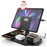 Wireless Charger 4 in 1 for Apple Charging Station for iPhone 17 Pro Max/16/15 Series, AirPods Pro 2, iPad Stand, Watch Charger for iWatch Series 10/9/8, Wireless Charging Station for Multiple Devices