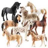 THINKBAY 8PCS 6" Large Horse Figurines Animal Toys for Kids, Realistic Plastic Farm Animal Figurines Toys for Toddlers, Horse Party Favors Birthday Gift Cake Toppers for Boys Girls