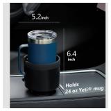 Seven Sparta Car Cup Holder Expander with Adjustable Base, Compatible with Hydro Flasks 32/40 Ounce, Compatible with Yeti Ramblers 20/26/30 Ounce, Other Bottles in 3.4"-3.8" (Black)
