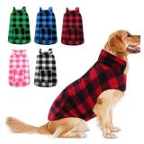 ASENKU Dog Winter Coat, Fleece Doggie Jacket Plaid Reversible Vest Waterproof Windproof Cold Weather Clothes for Small Medium Large Dogs(Red XXXL)