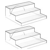 Yieach 3 Tiered Acrylic Display Stands for Cupcake Stand,Perfume Shelf Organizer,Figure and Funko Pop Display,No Installation,Clear Table Risers Display Stands for Collectibles,Makeup and Dessert,2PCS