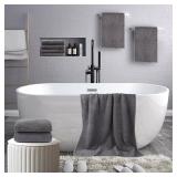 HOMEXCEL 8 Piece Bath Towel Set, Microfiber Bathroom Towel - 2 Bath Towels, 2 Hand Towels, and 4 Wash Cloths, Super Soft, Highly Absorbent Towels for Bathroom, Gym, Hotel, and Spa (Grey)