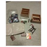 Scale Dollhouse Bookshelf Set - 2 Mini Wooden Bookshelves, 100+ Blank Mini Books & Art Studio Accessories for Creative Educational Gift for Kids, Collectors (Dollhouse Furniture & Accessories) 1:2 sca