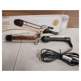 HOT TOOLS 24K Gold Extended Barrel Spring Curling Iron 1.5  with Clamp for Loose Curls