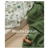 Blissful Diary Muslin Changing Pad Cover for Girls Boys, Ultra Soft Breathable Cotton, Baby Diaper Change Table Pad Covers, 2Pack (Monstera Leaves&Dark Green)