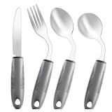Adaptive Utensils,Weighted Utensils for Hand Tremors,Utensils for Parkinsons Patients,Elderly,Arthritis,Weak Hand Grip,Tremors&Handicapped.Stainless Steel Knife,Fork and Spoons Set (4pcs Right-Handed)