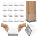 Uukyttrium 16 Pcs Square Silicone Chair Leg Floor Protector, (Clear 1 1/2").