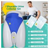 Wearable Urine Collector Set with 1.2M Catheter, Breathable Cotton Pants, 2000ml and 1000ml Urinary Drainage Bags, Reusable Silicone Urine Collector for Comfortable Urine Management, Elderly Men Black
