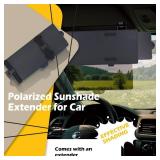 Polarized Sun Visor Extender for Car with PC Lens & 2 Side Sunshade, UV400 Car Sun Visor Extension, Anti-Glare for Safe Driving