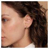 PAVOI 14K Yellow Gold Plated 925 Sterling Silver Posts Huggie Hoop Earrings for Women - Thick Small Hoops Earscape Jewelry - Gold Earrings for Women-1 Earring