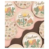 xo, Fetti Western Rodeo Paper Plates - 24 pk, 9" | Cowboy Birthday Party Decorations, Howdy Cowgirl Supplies, Yeehaw Western Baby Shower Favors, Wild West Theme Tableware