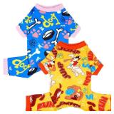JpGdn 2PCS Dog Pajamas for XXL Sized Dog Pjs Clothes Puppy Onesies Outfits Pet Jammies Boy Girl Male Female Apparel Paw Bone Puppy Print XXL