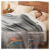 Homemate Electric Heated Blanket Twin - 62x84 Heating Bed Blankets Throw with 10 Heating Levels 8 Hours Auto Off Fast Heating Over-Heated Protection Ultra Soft Warm Flannel ETL Certified Grey