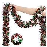 GlyinnHe 33FT Christmas Tinsel Garland Metallic Tinsel Twist Garland Glitter Foil Decoration for Christmas Tree Wedding Party