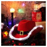 YADIRF Led Flashing Christmas Red Santa Clause Western Holiday Light Up Hat For Halloween Costume Party Birthday Christmas