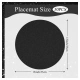 50 PCS Black Paper Placemats Round Place Mat Glitter Disposable Paper Chargers Party Tablemats for Halloween Birthday Wedding Bachelorette Party Dinner Table Decor (13x13inch)