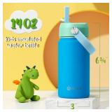 Fimibuke Kids Insulated Water Bottle, 14oz BPA FREE Double Wall Vacuum Tumbler 18/8 Stainless Steel Leak Proof Kids Cups with Straw Metal Water Bottle for School Boys Girls (2 Pack, Ocean Life)