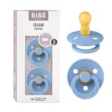 BIBS Pacifiers Colour Collection | Natural Rubber Baby Pacifier | Set of 2 BPA-Free Soothers | Made in Denmark | 6+ Months (Pack of 2) | Sky Blue