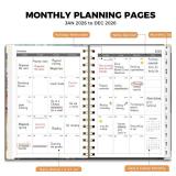 AHGXG 2026 Planner, Weekly and Monthly Planner for Women, Jan 2026 - Dec 2026, Medium Size (5.7 x 8.3), Calendar 2026, Hardcover with Monthly Tabs, Spiral-Bound, 100 GSM Thick Paper, Colourful Tree
