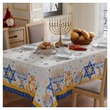 XCHI Six-Pointed Star Dreidel Gelts Hanukkah Chanukah Menorah Tablecloth Rectangle Table Cloth Washable Table Covers for Indoor Dining Home Party Decorations 60x84 Inch