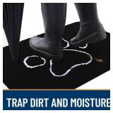 OLANLY Dog Door Mat for Muddy Paws 24x16, Paw Print Design, Absorbs Moisture and Dirt, Absorbent Non-Slip Washable Doormat, Quick Dry Chenille Mud Mat for Dogs, Entry Indoor Entryway Carpet, Black