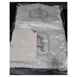 Judaica Unlimited Satin Bris Pillow Case (Puya) White and Silver Quilted Brit Milah Pillow Cover with Embroidery and Protector 26 x 17