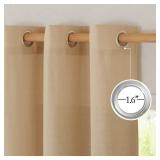 NICETOWN Semi Sheer Linen Burlap Curtains for Farmhouse, Grommet Semi Sheer Balance Privacy Added with Light Filtering Vertical Drapes for Bedroom/Living Room, W55 x L90, 2 Panels