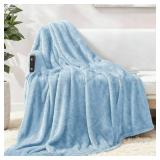 Exclusivo Mezcla Plush Fuzzy Fleece Throw Blanket Extra Large, Super Soft, Fluffy and Warm Blankets for Couch, Bed, Suitable for All Seasons (50x70 Inches, Light Blue)
