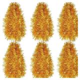 Shappy 88.5 ft 6 Rolls Mardi Gras Valentines Day Tinsel Garland Decor Glitter Metallic Twist Garland Carnival Wedding Valentine Birthday Party Indoor Outdoor Hanging Home Decor(Gold)