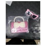 Toddler Purse, Little Girls Bow Purses, Cute Kids Hot Pink Crossbody Bags, Shoulder Chain Bag Birthday, Thanksgiving Gifts Ideas with Heart Glasses