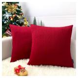 Booque Valley Throw Pillow Covers, Pack of 2 Super Soft Elegant Modern Embossed Patterned Red Cushion Covers Decorative Stretchy Pillow Cases for Sofa Bed Car Chair, 20 x 20 inch(Red)