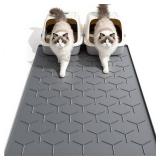 Garoopion Cat Litter Mat, Large 40 X 28 Litter Catcher Rug, Waterproof Silicone Mat for Cats, Dark Gray
