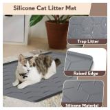 Garoopion Cat Litter Mat, Large 40 X 28 Litter Catcher Rug, Waterproof Silicone Mat for Cats, Dark Gray