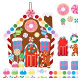 Soulchen DIY Christmas Felt Gingerbread House Kits 2.6x2.5 ft with 36 Detachable Ornaments Felt Christmas Tree for Wall Hanging Decorations Crafts Kit for Xmas Gifts Activities Arts