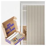 AJAZZ 100% Blackout Door Curtain Accordion Door Closet Curtain Invisible Applicable Bedroom Room Living Room Doorway (1 Pack, 54 W x 78 L, Cream White+Rod)
