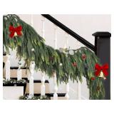 DearHouse Norfolk Pine Christmas Garland,6Ft Artificial Greenery Holiday Mantel Fireplace Table Runner Centerpiece Decor