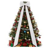 Canlierr Giant Wall Bow Decorations 90x18 Inch Oversized Large Velvet Bow Decorative for Room Wall Backdrop Party Birthday Baby Shower Decor Front Door Patio Outdoor Wedding Arch Supply(White)