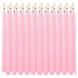 YOROXRG 24 Pack Pink Taper Candles, 7-8 Hours Burn Time, Unscented, Smokeless and Dripless, 0.75 x 10 Inch Dinner Candle Set for Valentine