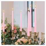 YOROXRG 24 Pack Pink Taper Candles, 7-8 Hours Burn Time, Unscented, Smokeless and Dripless, 0.75 x 10 Inch Dinner Candle Set for Valentine