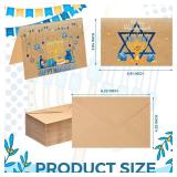 Colarr 48 Set Hanukkah Greeting Cards with Envelopes 4 x 6 Inch Chanukah Cards Bulk Religious Holiday Gifts Bag Fillers with Jewish Menorah Dreidel for Happy Hanukkah Party Supplies Decor(Brown)
