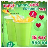 Soulchen 30 Pcs Christmas Game Supplies Set 22 Green Plastic Cups 15 oz 8 Glowing Balls Reusable Xmas Party Cup Table Tennis Game for Christmas Games Party Favor House Birthday BBQ Holiday