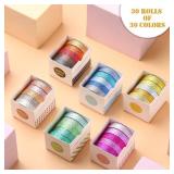 Eaasty 30 Rolls Glitter Washi Tape Colored 66 Yard Rainbow Metallic Tape Decorative Adhesive for Art Scrapbook DIY Craft Projects Gift Wrapping Decor